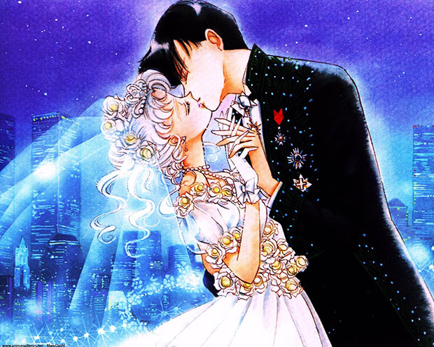 Serenity ed Endimion di "Sailor Moon" in abito da matrimonio.