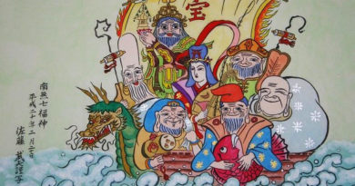 Dettaglio di una raffigurazione degli Shichifukujin, i Sette Dei della Fortuna.