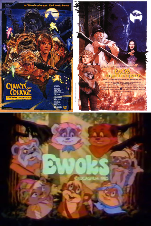 Spin-off degli Ewok: "L'avventura degli Ewoks", "Il ritorno degli Ewoks" e "Ewoks".