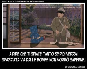 Immagine di "Gli sconcertanti adattamenti italiani dei film Ghibli" tratta da "La tomba delle lucciole" di Isao Takahata.