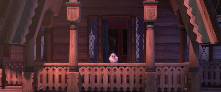 Fotogramma del cortometraggo "I Am with You" dalla serie "At Home with Olaf" dei Walt Disney Animation Studios.