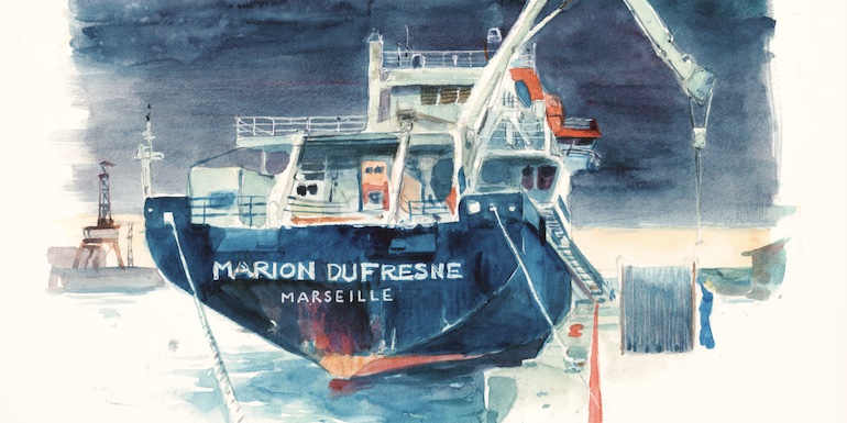 Dettaglio di una pagina da "Le isole ai confini del mondo" di Emmanuel Lepage.