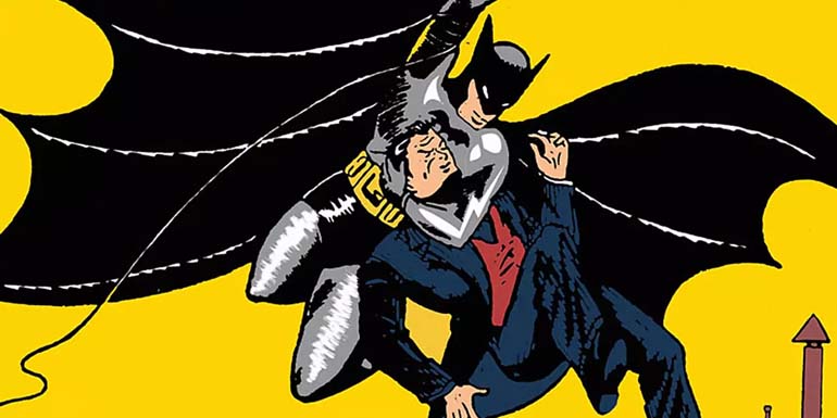 Dettaglio della copertina del numero di "Detective Story" di maggio 1939 contenente la prima storia di Batman.