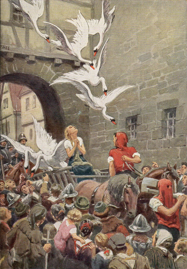 Illustrazione per la fiaba "I cigni selvatici" di Hans Christian Andersen. Fonte: https://www.pinterest.jp/pin/355362226822844232/