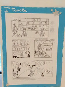 Fotografia dalla mostra del volume "Le sette avventure illustrate franco-italiane / Les sept aventures illustrées franco-italiennes".