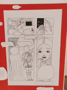 Fotografia dalla mostra del volume "Le sette avventure illustrate franco-italiane / Les sept aventures illustrées franco-italiennes".