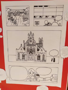 Fotografia dalla mostra del volume "Le sette avventure illustrate franco-italiane / Les sept aventures illustrées franco-italiennes".
