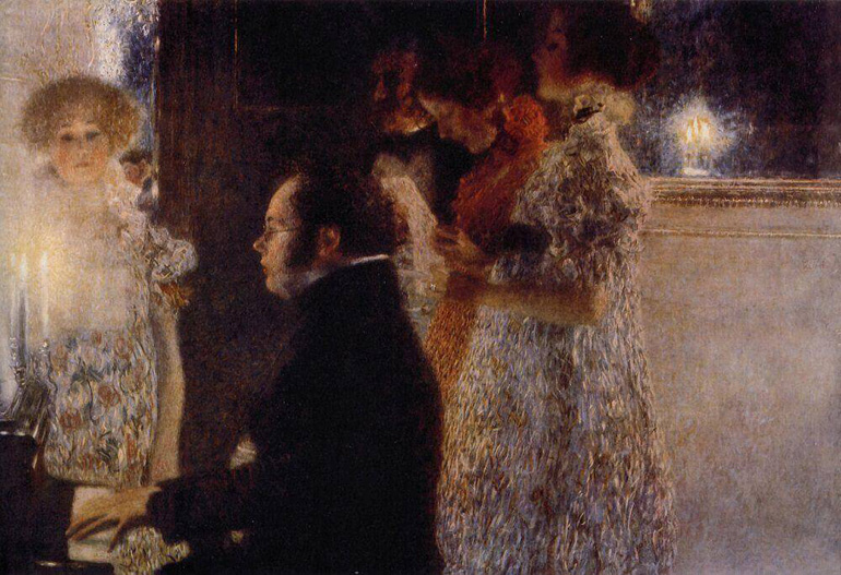 Dipinto "Franz Schubert al pianoforte" di Gustav Klimt.