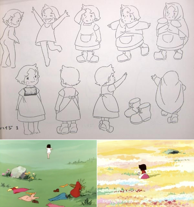 Settei e fotogrammi da "Heidi" di Isao Takahata.