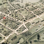 Vista aerea di Edgerton, Wisconsin, nel 1871. Courtesy of John Foust.