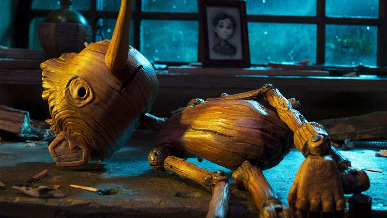 Fotogramma del film "Pinocchio di Guillermo del Toro" di Guillermo del Toro e Mark Gustafson.