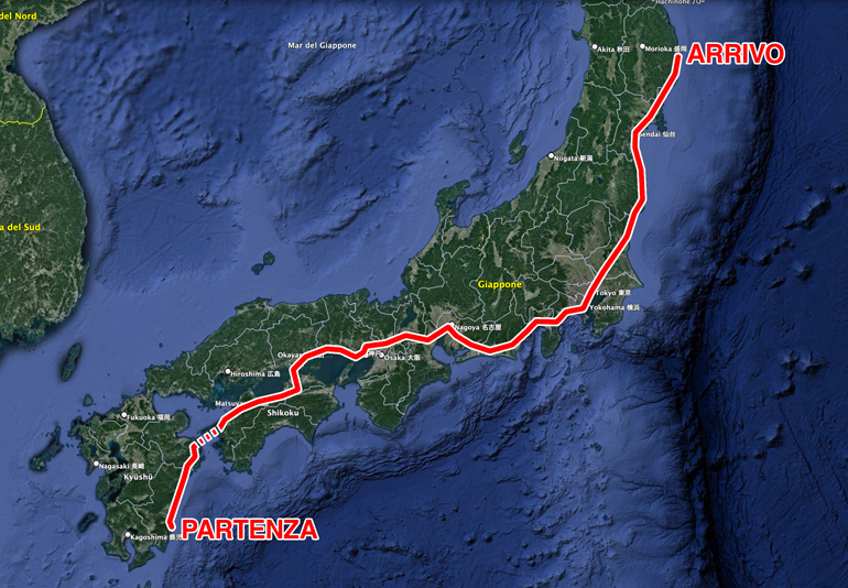 Mappa del percorso dei personaggi nel film "Suzume di tojimari" di Makoto Shinkai.